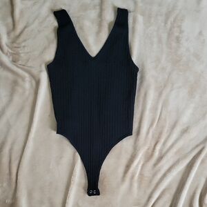 Forever 21 Black Ribbed Womens Bodysuit